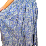 Lucy Smocked Maxi Skirt - Peri Teal Daisy