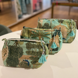 Coco Set of 3 Cosmetic Bags - Teal Peacock