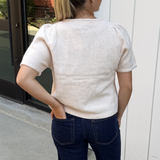 Nola Short Sleeve Button Down Cardigan - Ivory/Beige