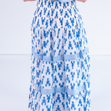 Britt Smocked Maxi Skirt - Lobsters Bright Blue