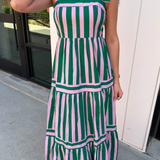 Hanna Stripe Maxi Dress - Green/Pink