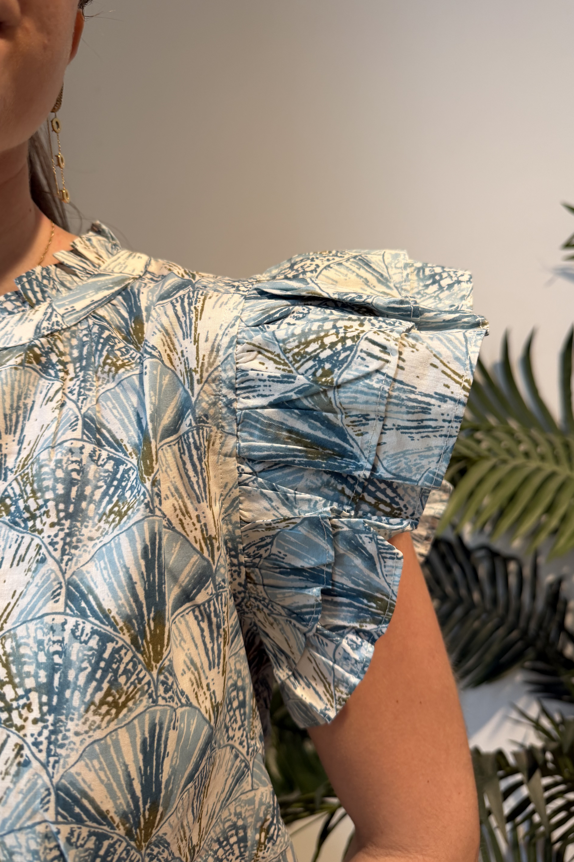 River Printed Flutter Top - Teal