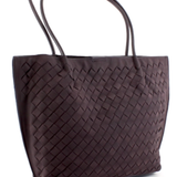 Livy Suede Tote Bag with Pouch - Chocolate