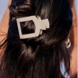 Small Flat Square Clip - Almond Beige