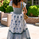 Abby Sweetheart Maxi Dress - Mini Palm Mix Seafoam
