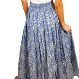 Lucy Smocked Maxi Skirt - Peri Teal Daisy