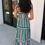 Hanna Stripe Maxi Dress - Green/Pink