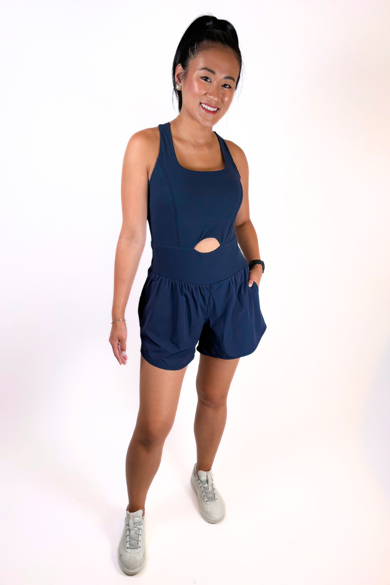 Runner Cutout Romper - Navy