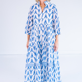 Esther 3/4 Sleeve Maxi Dress - Lobsters Bright Blue