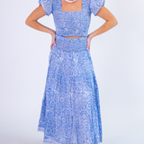 Tina Smocked Crop Top - Cornflower Explosion