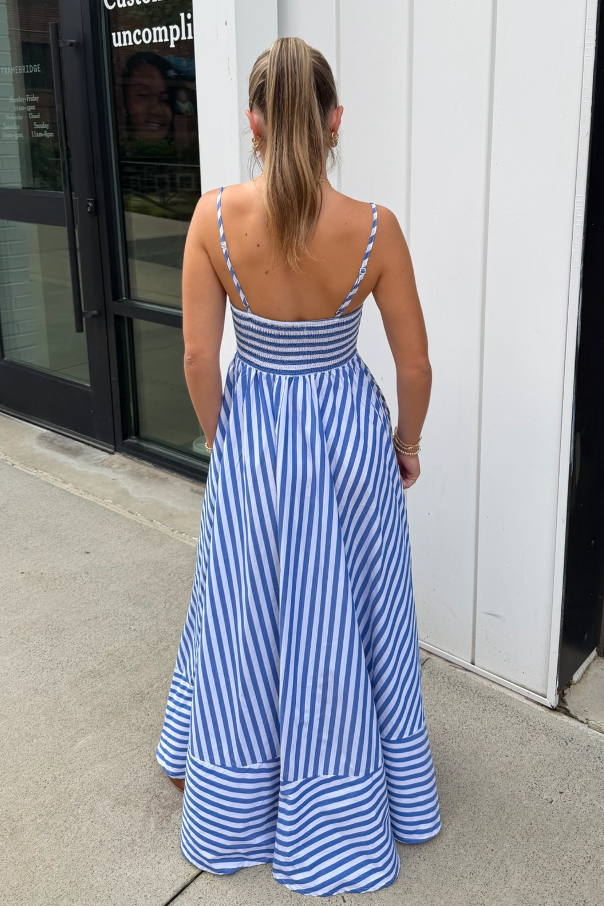 blue stripe maxi dress Teal Blue Striped Puffed Maxi Dress Ivana | XS-3XL | Perfect for Euro Summer & Holidays