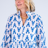 Esther 3/4 Sleeve Maxi Dress - Lobsters Bright Blue