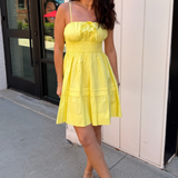 Sunny Smocked Mini Dress - Pastel Yellow