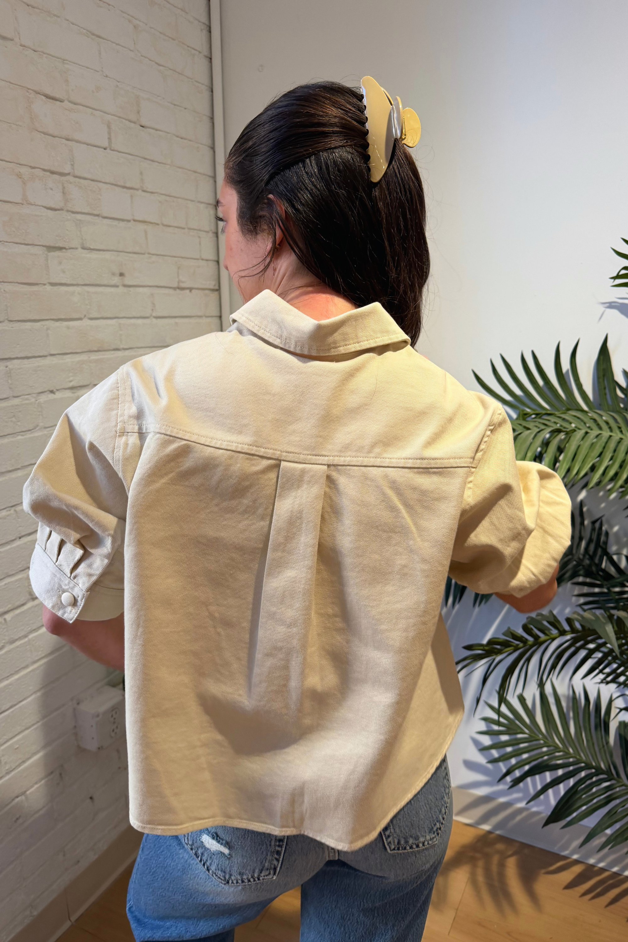 Ashlee Collared Top - Natural