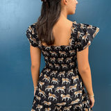 Lil Smocked Mini Dress - Tigers Black