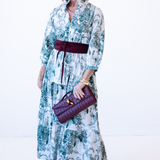 Esther 3/4 Sleeve Blockprint Maxi Dress - Toile Dark Green