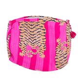 Ro (Set of 3) Lined Cosmetic Bags - Pink Stripe Tiger