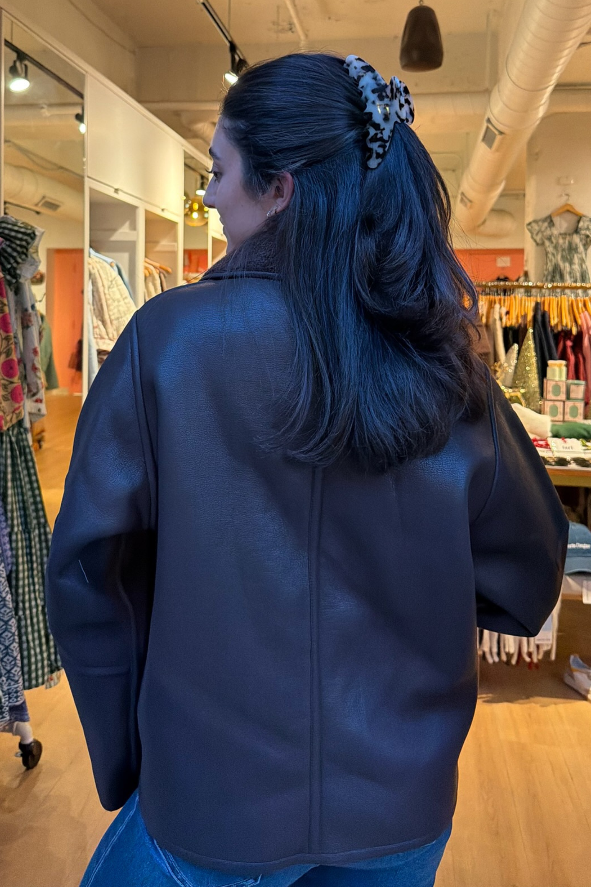 Blair Stitch Sherpa Fleece Jacket - Black