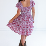 Lil Smocked Mini Dress - Blossom Maroon