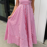 Cece Stripe Maxi Dress - Red