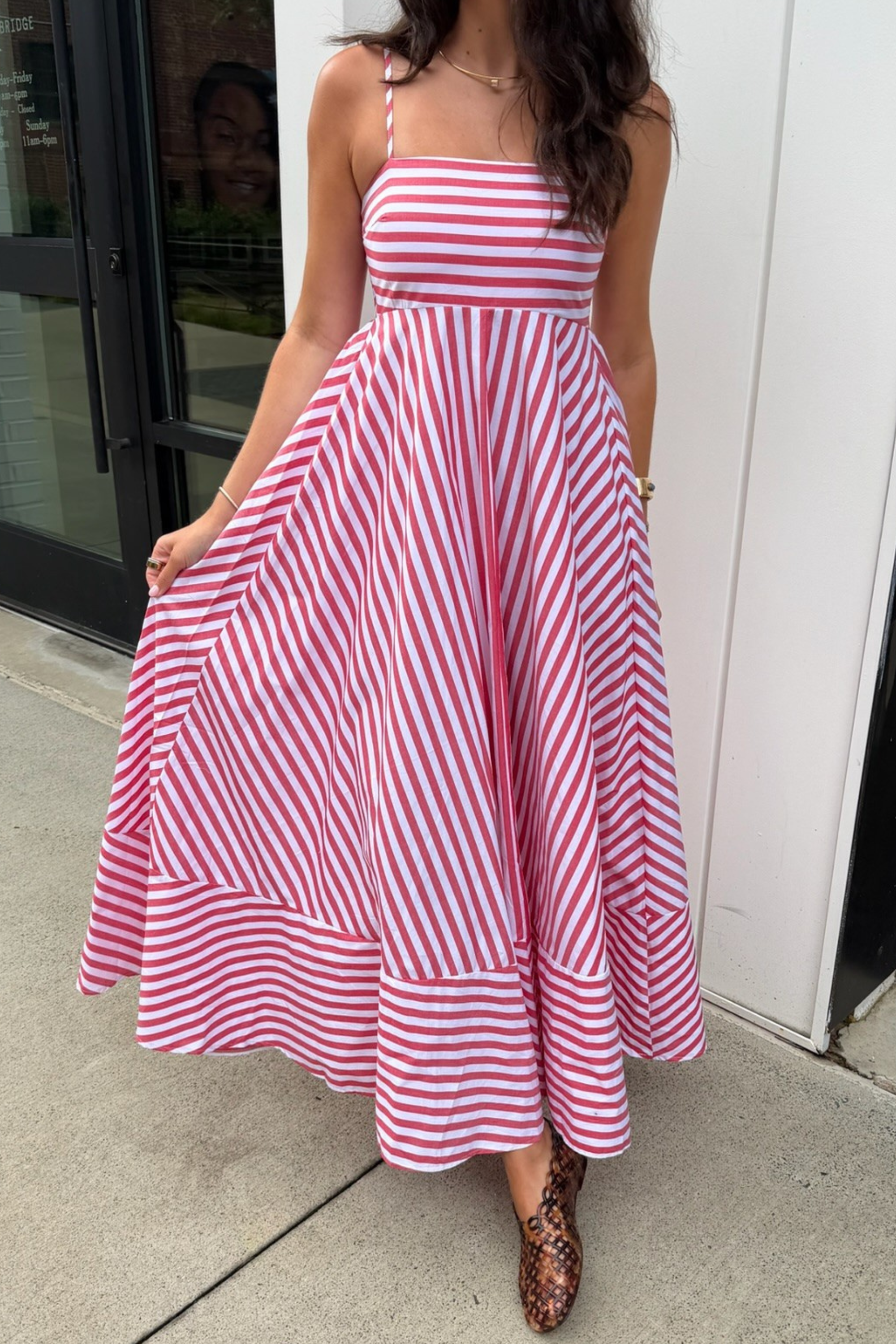 Cece Stripe Maxi Dress - Red