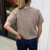 Nola Short Sleeve Button Down Cardigan - Brown