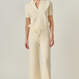 Polo Knit Collared Top - Ivory