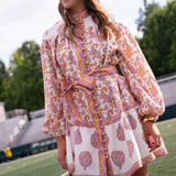 Tigers Long Sleeve Belted Mini Dress - Floral