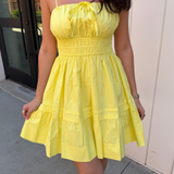Sunny Smocked Mini Dress - Pastel Yellow