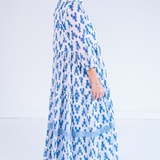 Esther 3/4 Sleeve Maxi Dress - Lobsters Bright Blue
