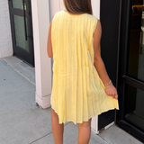 Hilary Tie Mini Dress - Lemon Yellow