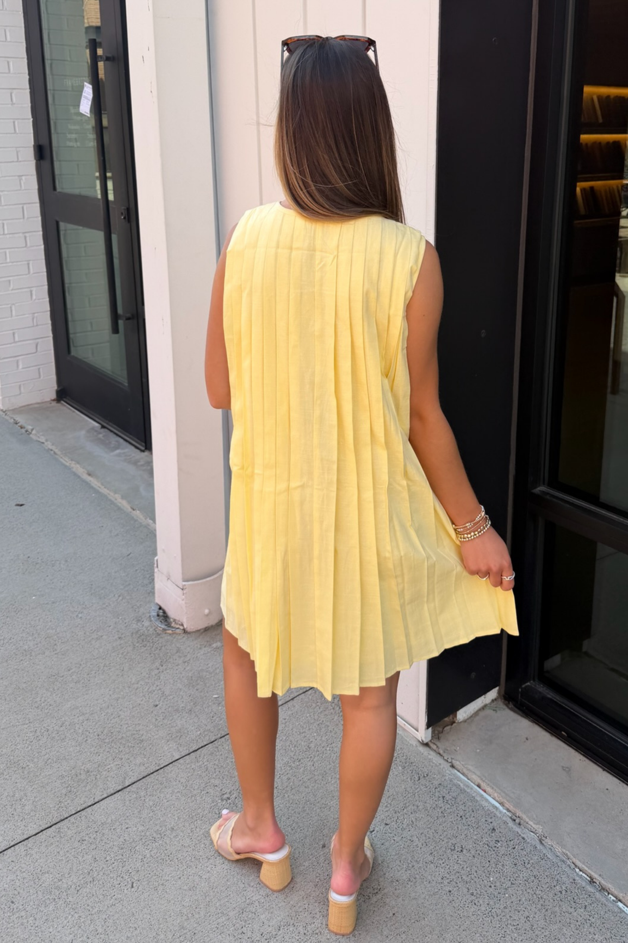 Hilary Tie Mini Dress - Lemon Yellow