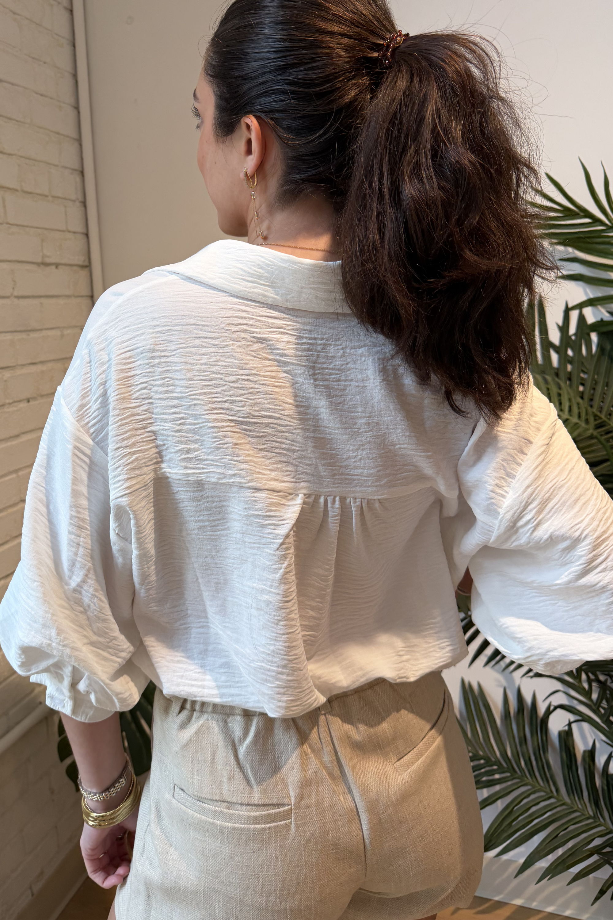 Elsie Collared Top - Off White