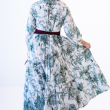 Esther 3/4 Sleeve Blockprint Maxi Dress - Toile Dark Green