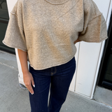 Baylor Marled Short Sleeve Sweater - Mocha Mousse