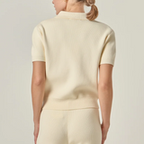 Polo Knit Collared Top - Ivory