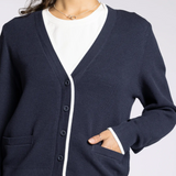 Jessie V-Neck Cardigan - Charcoal Blue
