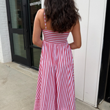 Cece Stripe Maxi Dress - Red
