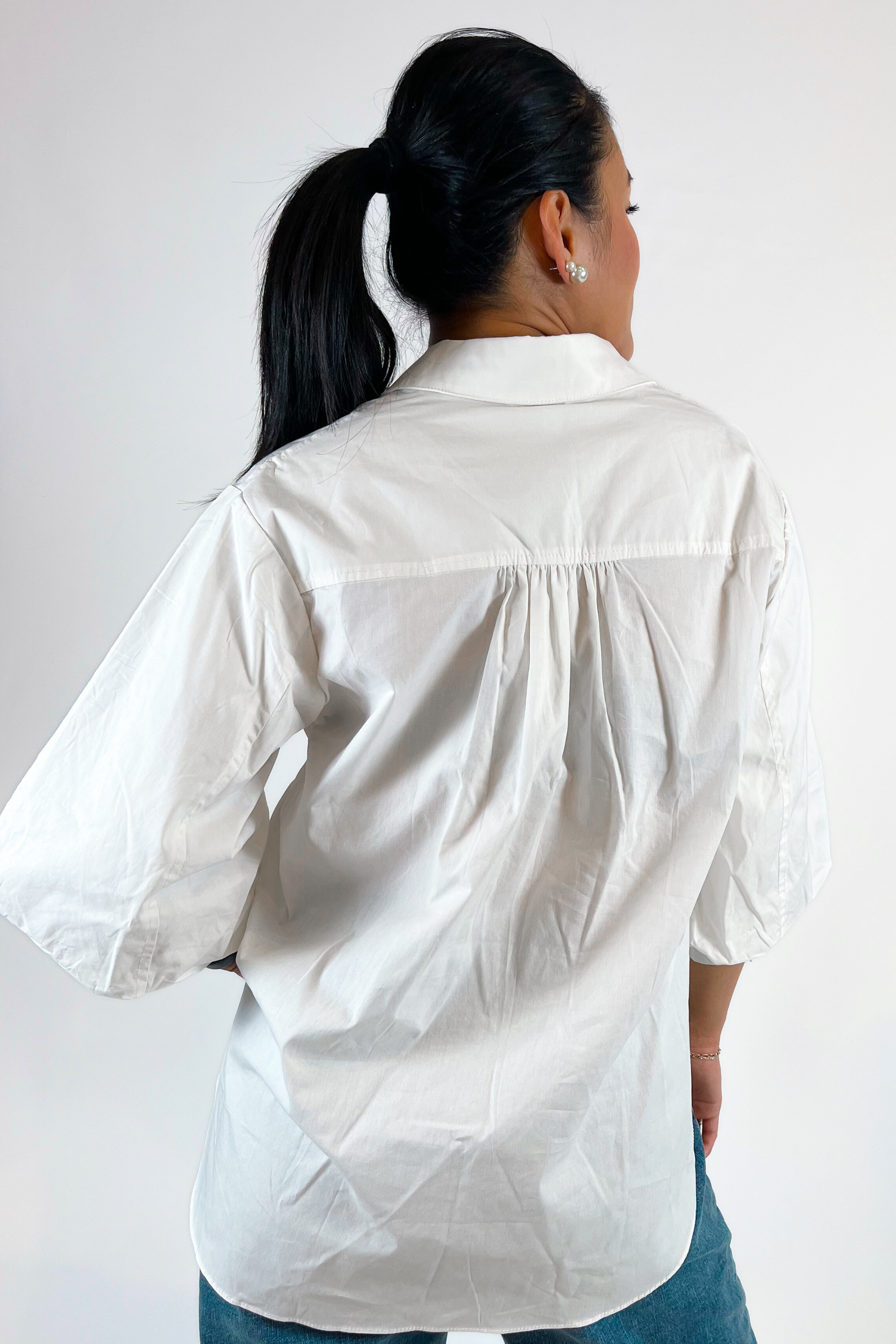 Ina Button Down Top - White