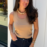 Caroline Scoopneck Knit Tank - Camel