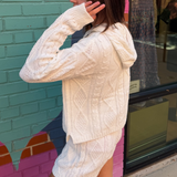 Sutton Chenille Hoodie Short Set - Egret