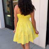 Sunny Smocked Mini Dress - Pastel Yellow
