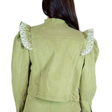 Marissa Twill Embroidered Jacket - Olive/Ivory