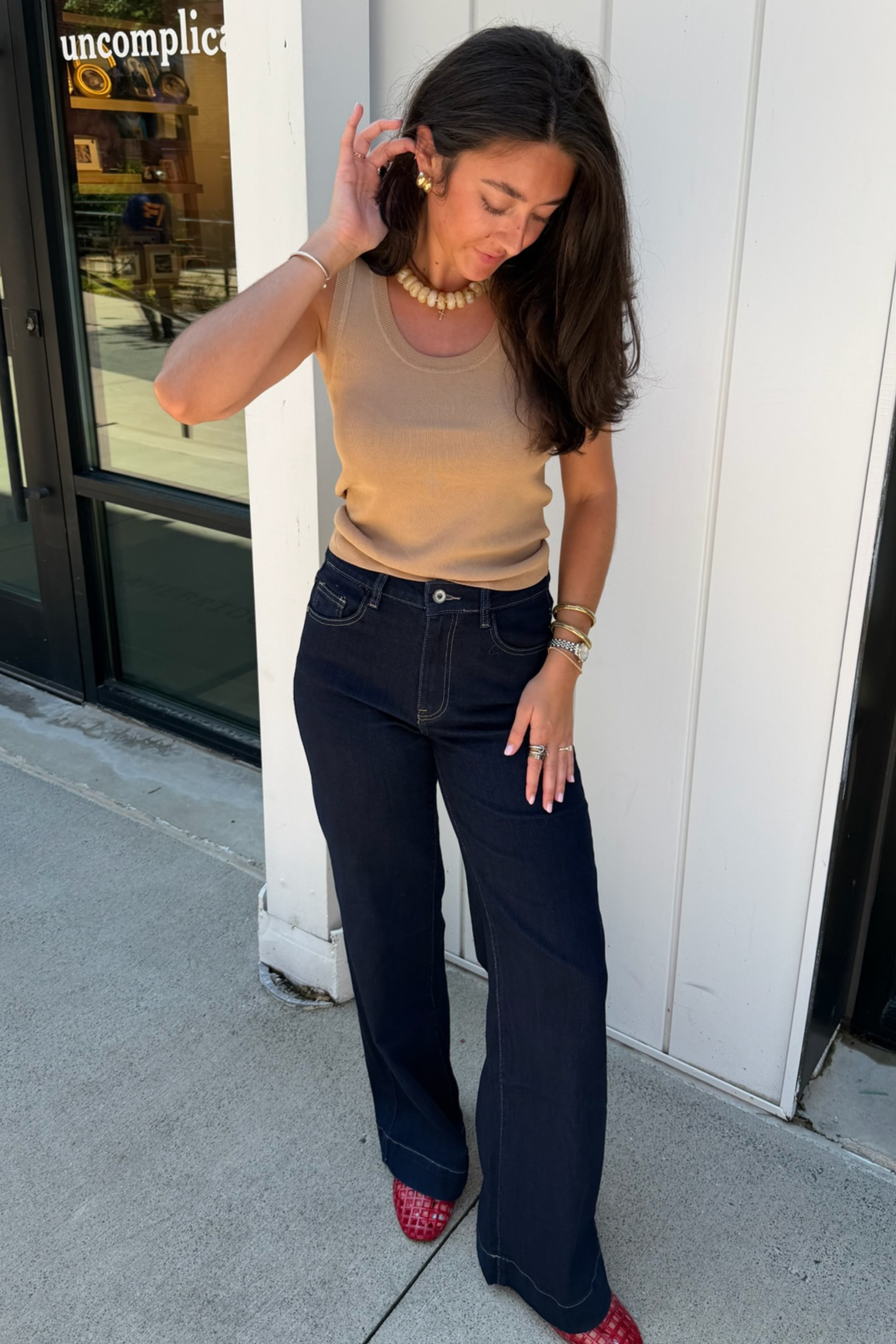 Caroline Scoopneck Knit Tank - Camel