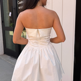 Sash Strapless Mini Dress - White