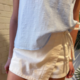 Page Denim Mini Skort - White