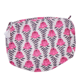 Ro (Set of 3) Lined Cosmetic Bags - Fuchsia Vine