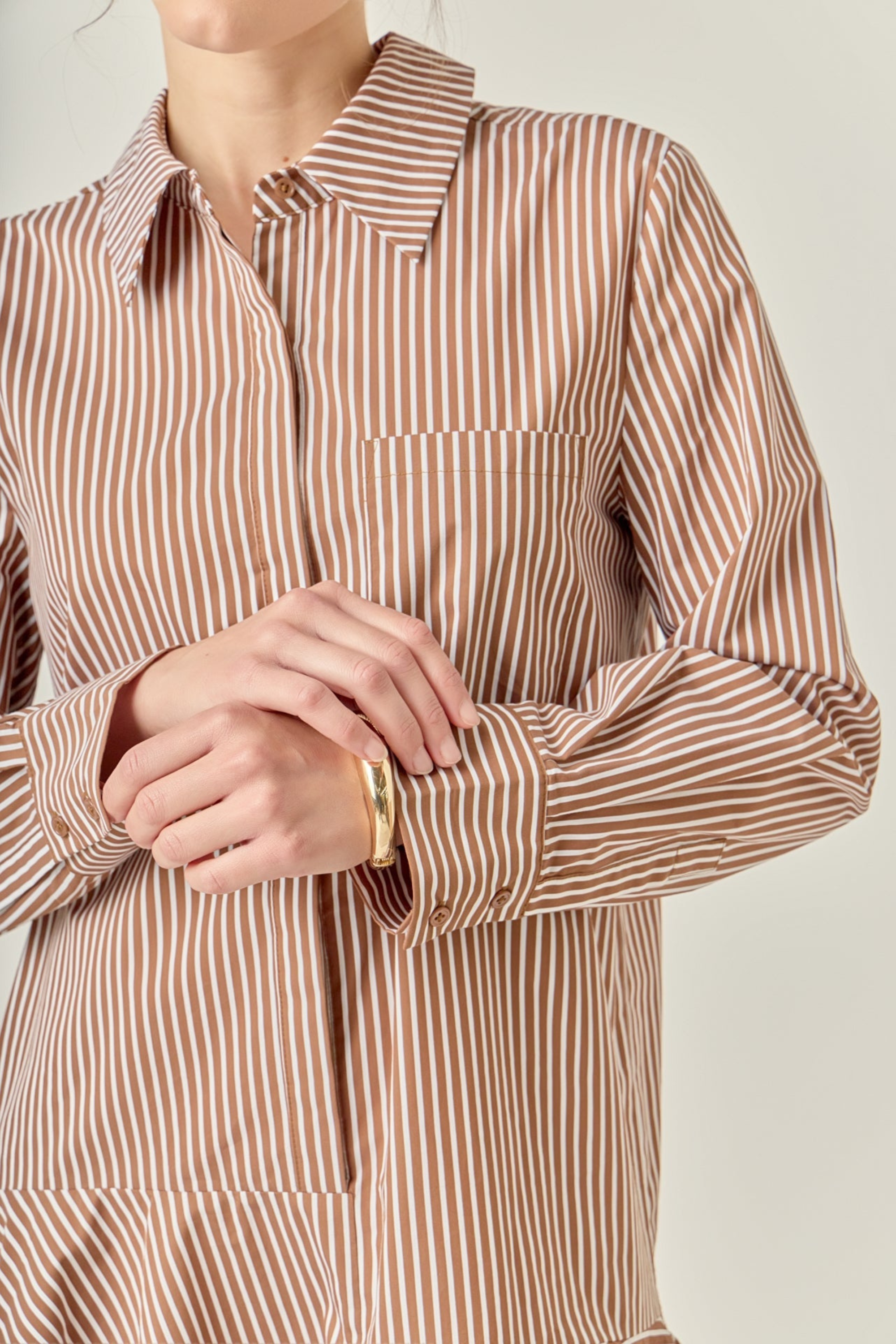 Anna Stripe Mini Dress - Brown