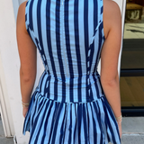 Chapel Stripe Mini Dress - Navy/Powder Blue