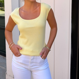 Ryan Square Neck Ribbed Knit - Yellow